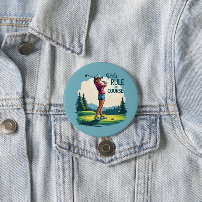 Mädchen regieren den Kurs Retro Golf Illustration Button (Beispiel)