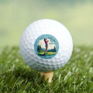 Mädchen regieren den Kurs Retro Golf Illustration Golfball