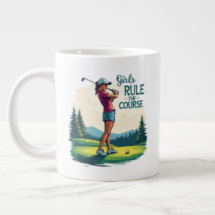 Mädchen regieren den Kurs Retro Golf Illustration Jumbo-Tasse