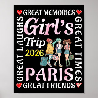 Mädchen Reise 2026 Paris Tolle Freunde Urlaub Reis Poster