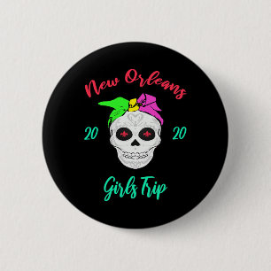 Mädchen Reise New Orleans Schädel passende Urlaub  Button