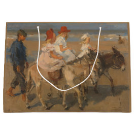 Mädchen reiten Donkeys am Strand Große Geschenktüte