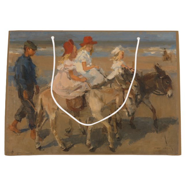 Mädchen reiten Donkeys am Strand Große Geschenktüte (Vorderseite)
