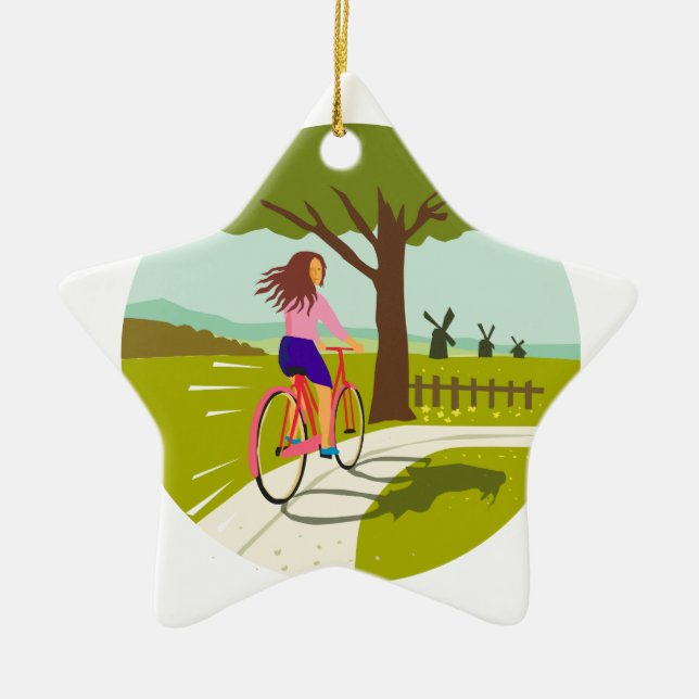Mädchen-Reitfahrrad herauf den Baum-Kreis Retro Keramikornament (Vorne)