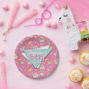Mädchen Retro Rosa Einhorn Geburtstag Pappteller
