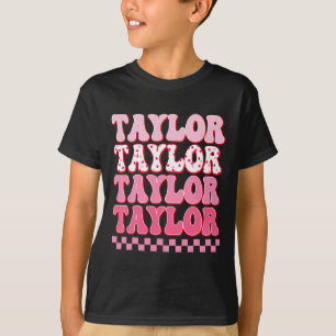 Mädchen Retro Taylor Vorname Personalisiert Groovy T-Shirt
