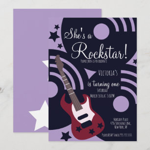 Mädchen Rockstar Gitarre Star Rock Geburtstagsfeie Einladung