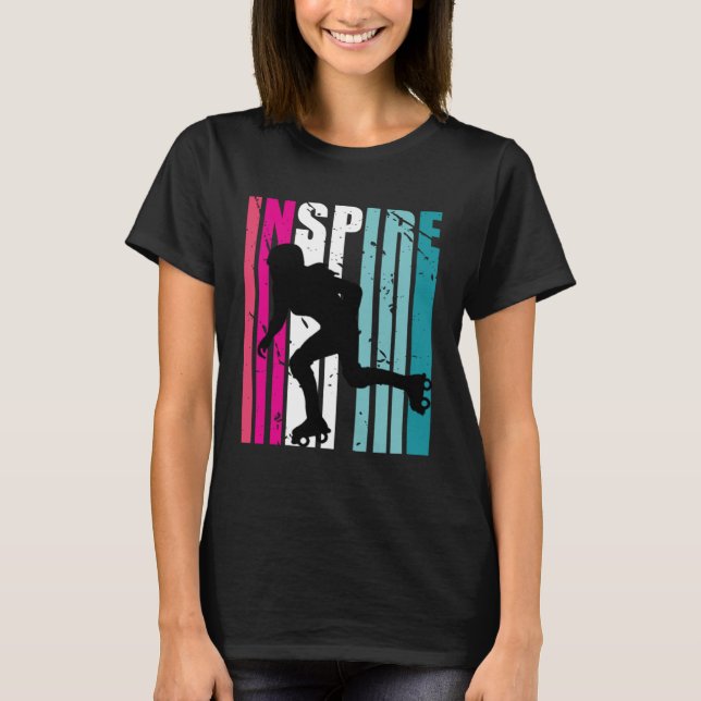 Mädchen Roller Skaten Inspirierte Coach Retro farb T-Shirt (Vorderseite)