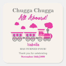 Mädchen Rosa Bahn jedes Alters Geburtstagsparty Quadratischer Aufkleber