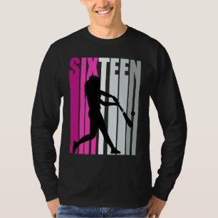 Mädchen Rosa Baseball 16. Geburtstag Base Run on S T-Shirt