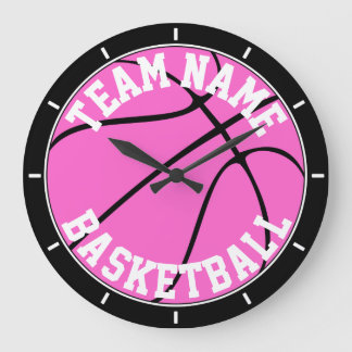 Mädchen rosa Basketball Benutzerdefinierter Teamna Große Wanduhr