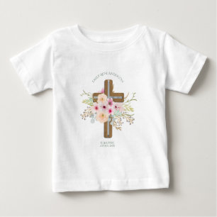 Mädchen Rosa Blumen-BAUTIZO-Taufe Bautismo Namen Baby T-shirt