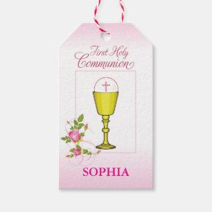Mädchen Rosa Erstkommunion Kelch Hostie Rosen Geschenkanhänger