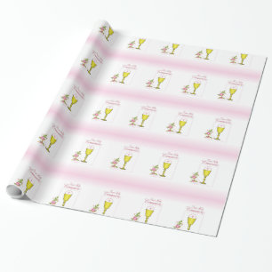 Mädchen Rosa Erstkommunion, Kelch, Hostie, Rosen Geschenkpapier