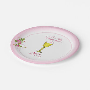 Mädchen Rosa Erstkommunion, Kelch, Hostie, Rosen Pappteller