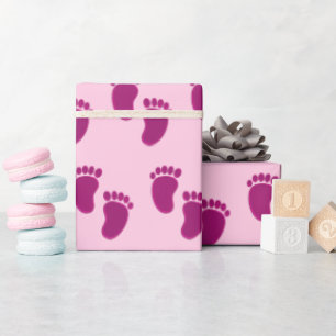 Mädchen Rosa Faux-Stickerei-Druckmuster Geschenkpapier