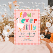 Mädchen Rosa „Four Ever Silly“ Gans 4. Geburtstag