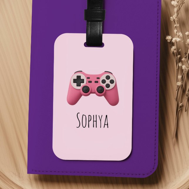 Mädchen Rosa Gaming-Videospiel-Controller Kinder Gepäckanhänger (Von Creator hochgeladen)