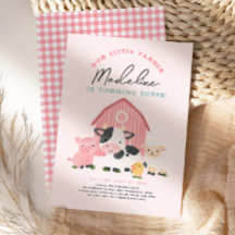 Mädchen Rosa Gingham Bauernhof 3. Geburtstag