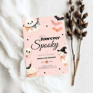 Mädchen Rosa Halloween Fourever Gruseliger 4. Gebu Einladung