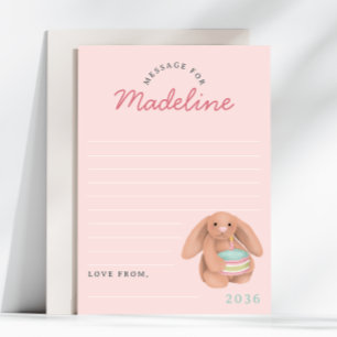 Mädchen Rosa Hase Erste Geburtstags-Zeitkapsel-Kar Einladung
