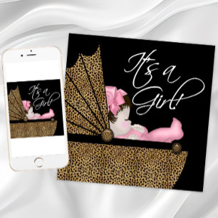 Mädchen Rosa Leopard Baby Shower Einladung