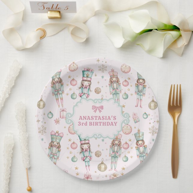 Mädchen Rosa Nussknacker Geburtstag  Pappteller (Hochzeit)