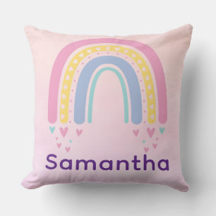 Mädchen Rosa Regenbogen Personalisierter Name Kissen