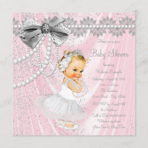 Mädchen Rosa Satin Perle Kleine Dame Baby Shower Einladung
