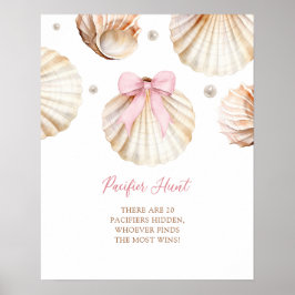 Mädchen Rosa Schleife Muschel Baby Show Schnuller  Poster