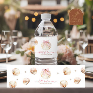 Mädchen Rosa Schleife Muschel Baby Shower Flaschen Wasserflaschenetikett