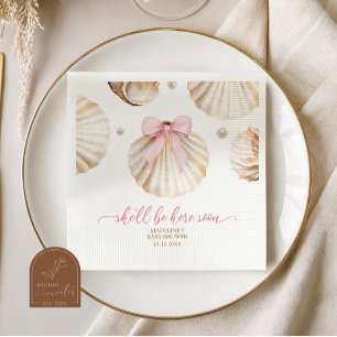 Mädchen Rosa Schleife Muschel Baby Shower Papier S Serviette