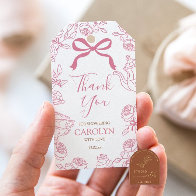 Mädchen Rosa Schleife Toile Teeparty Geschenkanhänger (Von Creator hochgeladen)