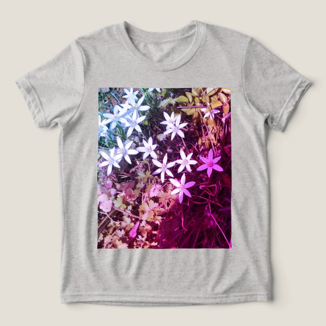 Mädchen Rosa und weiße Blume Tri-Blend Shirt (Design Vorderseite)