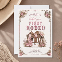 Mädchen Rosa Vintage First Rodeo 1. Geburtstag
