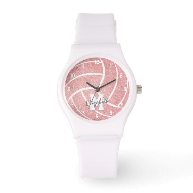 Mädchen rosa Volleyballuhr Armbanduhr (Vorderseite)