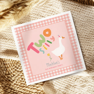 Mädchen rosa Zwei Alberne Gans Zweiten Geburtstag Serviette