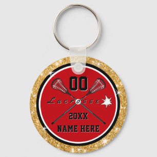 Mädchen Rot und Gold Lacrosse-Geschenke, Personali Schlüsselanhänger
