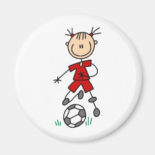 Mädchen-rote Fußball-Uniform Magnet