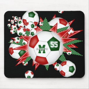Mädchen roter, schwarzer Fußball-Ball Blowout Mousepad