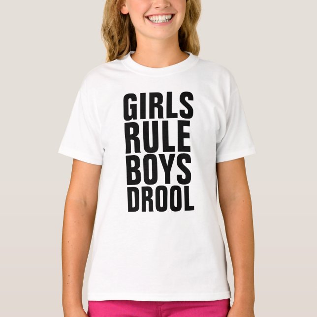 MÄDCHEN RULE BOYS DROOL Kinder T - Shirt (Vorderseite)