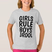 MÄDCHEN RULE BOYS DROOL lustige Kinder T - Shirt