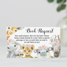 Mädchen-Safari-Baby-Shower-Buch-Anfragekarten