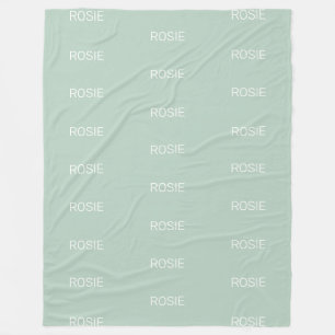 Mädchen Salbeigrün personalisierter Schriftname Fleecedecke