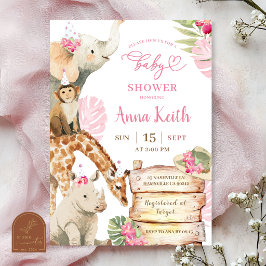 Mädchen Savanne Pink Safari Baby Shower Einladung