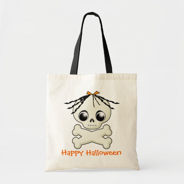 Mädchen-Schädel-Halloween-Leckerei-Tasche Tragetasche (Vorne)