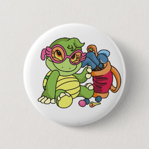 Mädchen-Schildkröte-Golfspieler-T-Shirts und Button