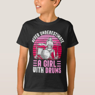Mädchen Schlagzeugerin Schlagzeug Set Schlagzeug s T-Shirt