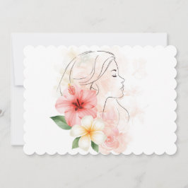 Mädchen schließt die Augen mit Aquarell-Blumen Einladung