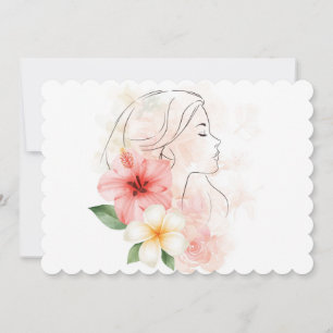 Mädchen schließt die Augen mit Aquarell-Blumen Einladung